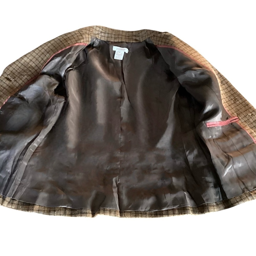Sundance Brown Plaid Wool Blazer Jacket Studded Collar Women's Size 2 or 4 Lined - Picture 14 of 16